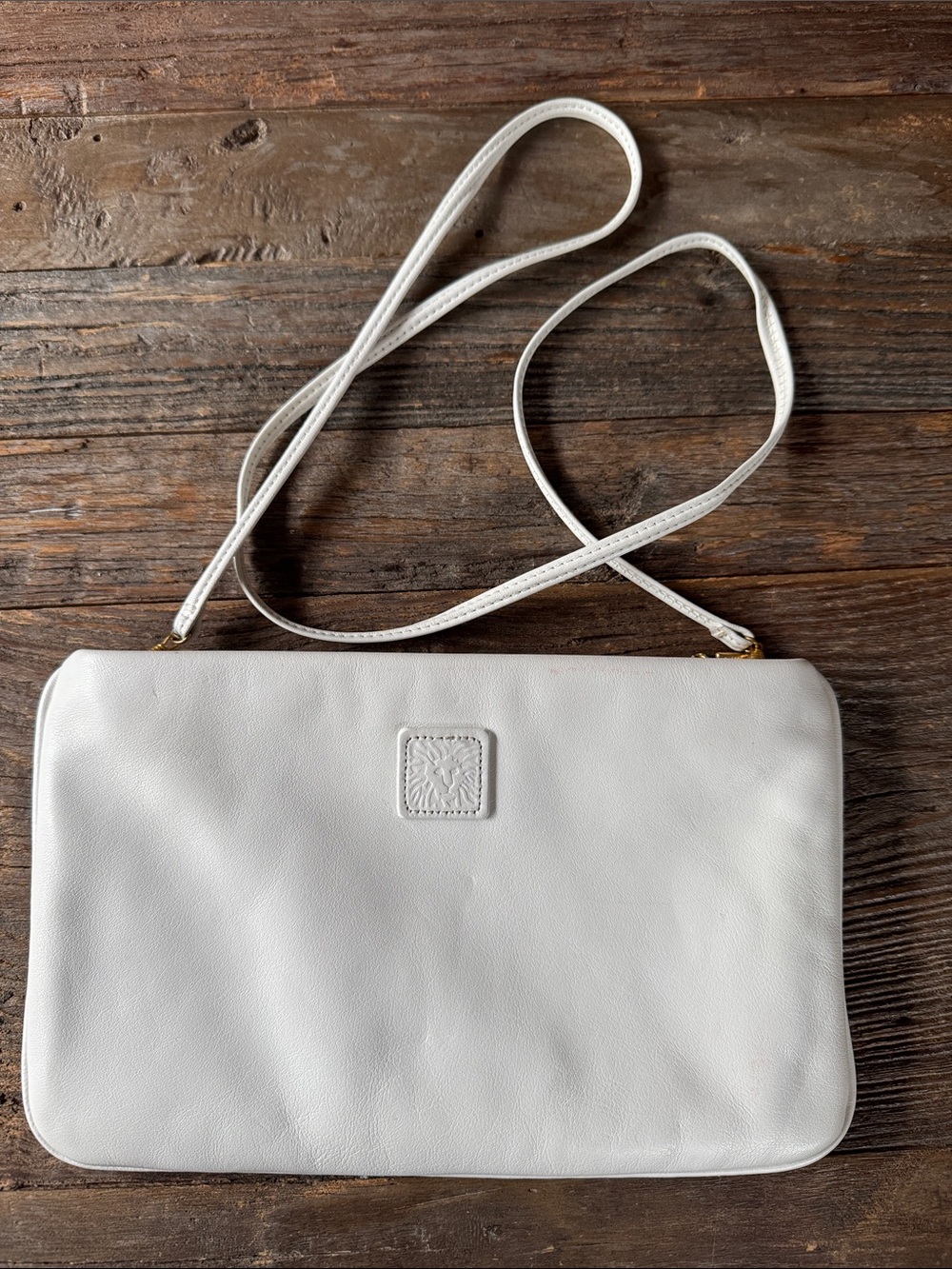 Anne‎ Klein for Calderon via the 1980’s white leather crossbody purse EVC